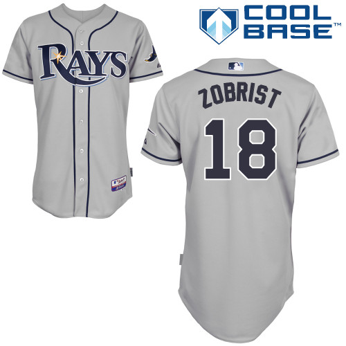 Ben Zobrist #18 MLB Jersey-Tampa Bay Rays Men's Authentic Road Gray Cool Base Baseball Jersey